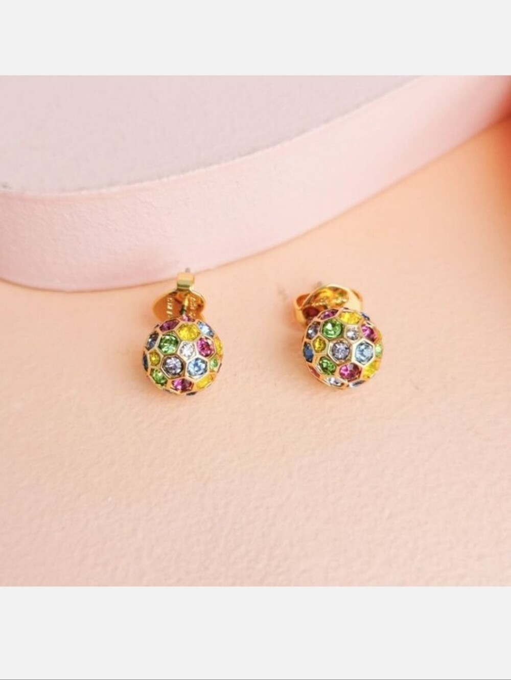 kate spade Gold-Tone Multicolor Crystal Button Earrings - Picture 2 of 4